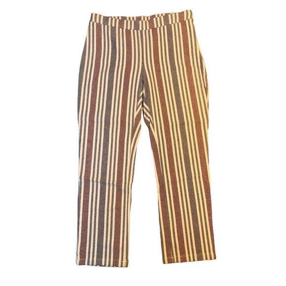 Free People Linen Cropped Pants Mod Stripe Women's Size 4 Red, White, Blue - Picture 3 of 8